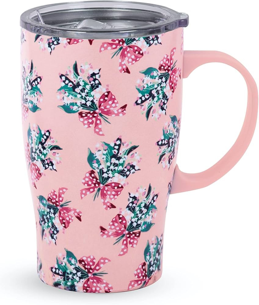 Vera Bradley Insulated Coffee Mug with Handle, 18 Ounce Stainless Steel Tumbler with Lid, Metal T... | Amazon (US)