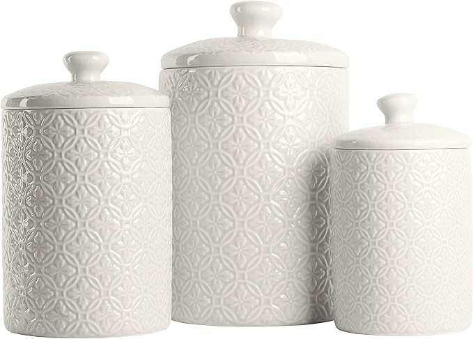 10 Strawberry Street Kitchen Canister Set, 3 Piece, Hampton White | Amazon (US)
