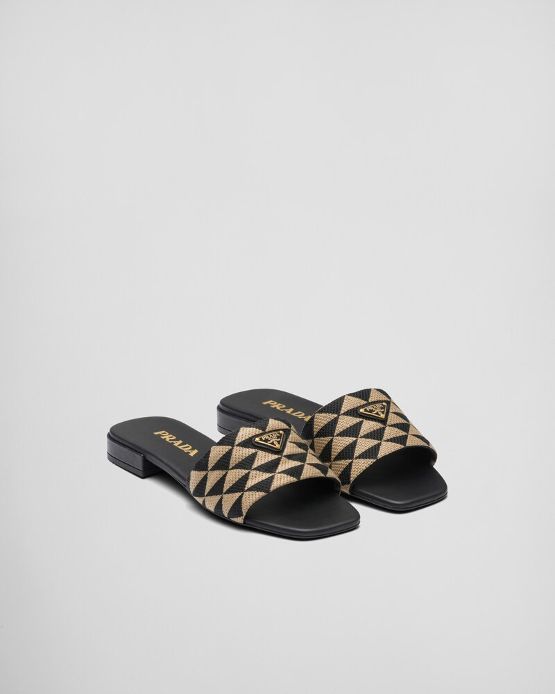 Embroidered fabric slides | Prada Spa US