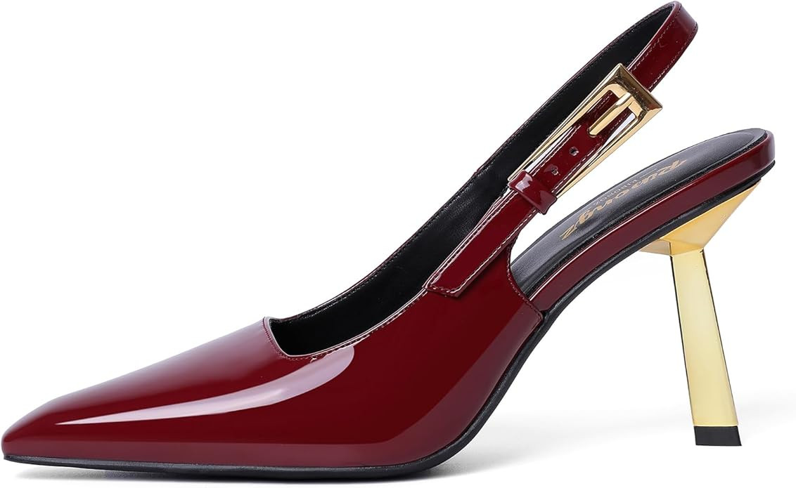 RIBONGZ Slingback Heels for Women Closed Pointed Toe Stiletto High Heels Dress Sexy Pumps Heeled ... | Amazon (US)
