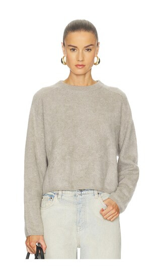 Soft Goat Brushed Crewneck Sweater in Light Grey. - size XS | Revolve Clothing (Global)