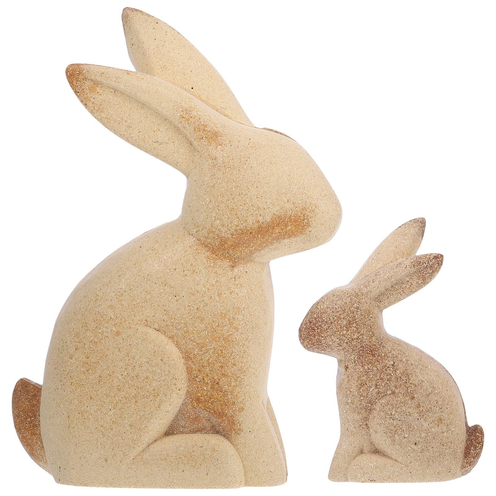 ULTNICE 2PCS Large Unfinished Wood Rabbit Statues, 7x5.1 Inch 3D Easter Rustic Bunny Figures, Pai... | Amazon (US)