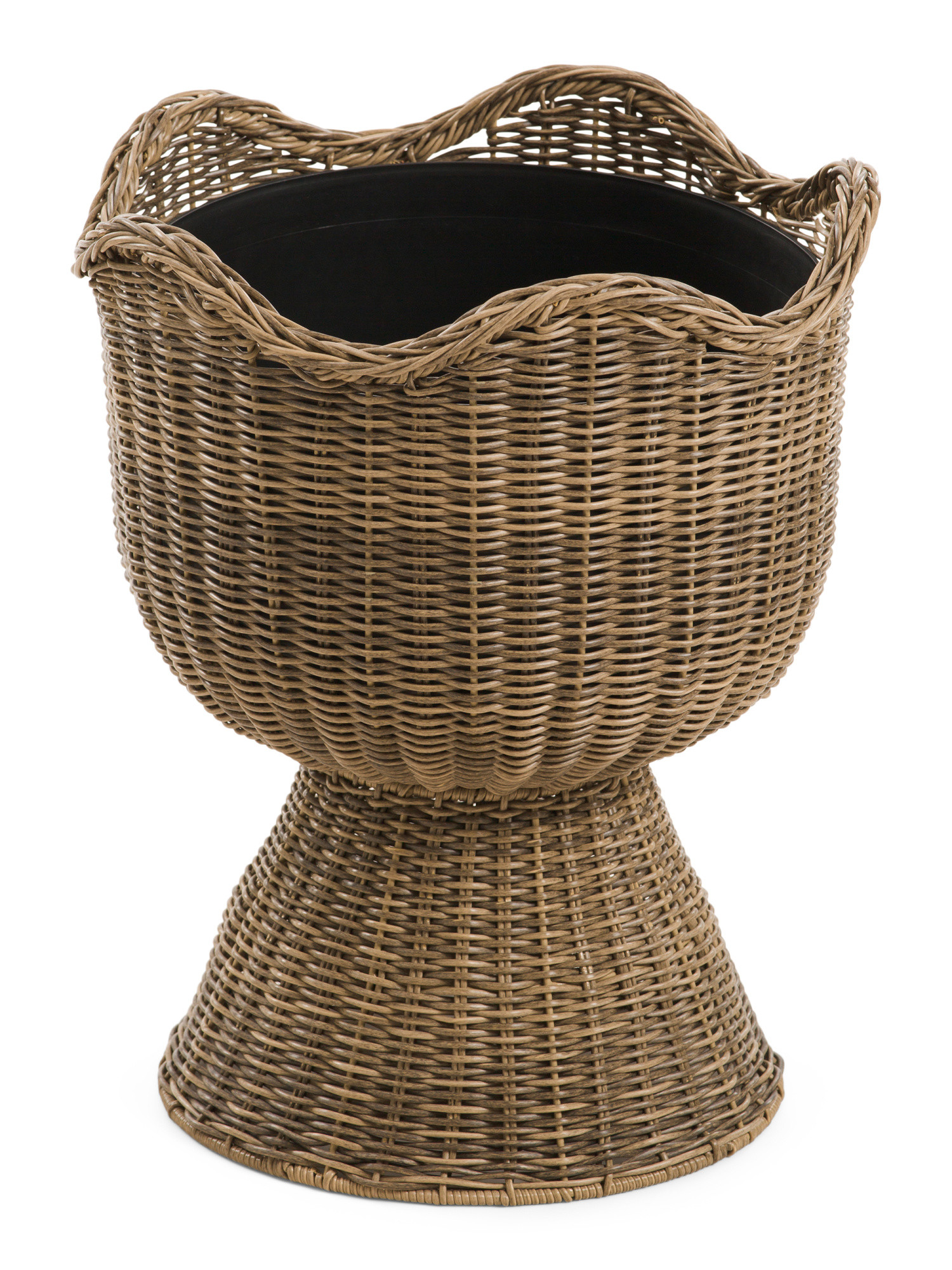 15x19.5 Scalloped Rim Pedestal Woven Outdoor Planter | Mother's Day Gifts | Marshalls | Marshalls