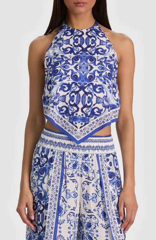 ALICE + OLIVIA Frenchie Handkerchief Halter Top in Solstice at Nordstrom, Size Small | Nordstrom
