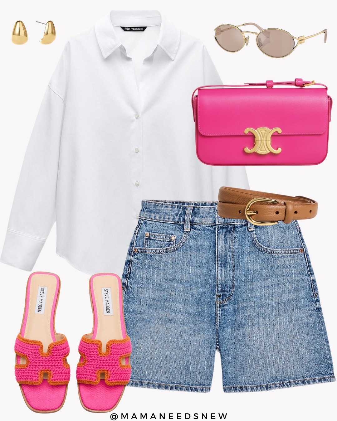 A summer outfit with a white shirt, denim shorts, slide sandals and shoulder bag 🩷🌸

#LTKShoeCrush #LTKSaleAlert #LTKStyleTip