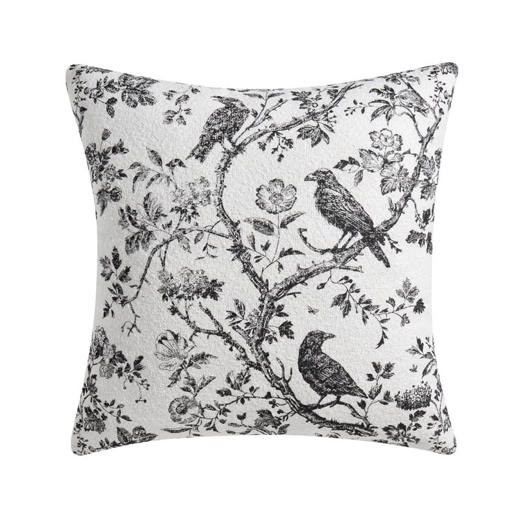 My Texas House Halloween Raven Toile Decorative Pillow, Ivory and Black, 20" x 20" | Walmart (US)