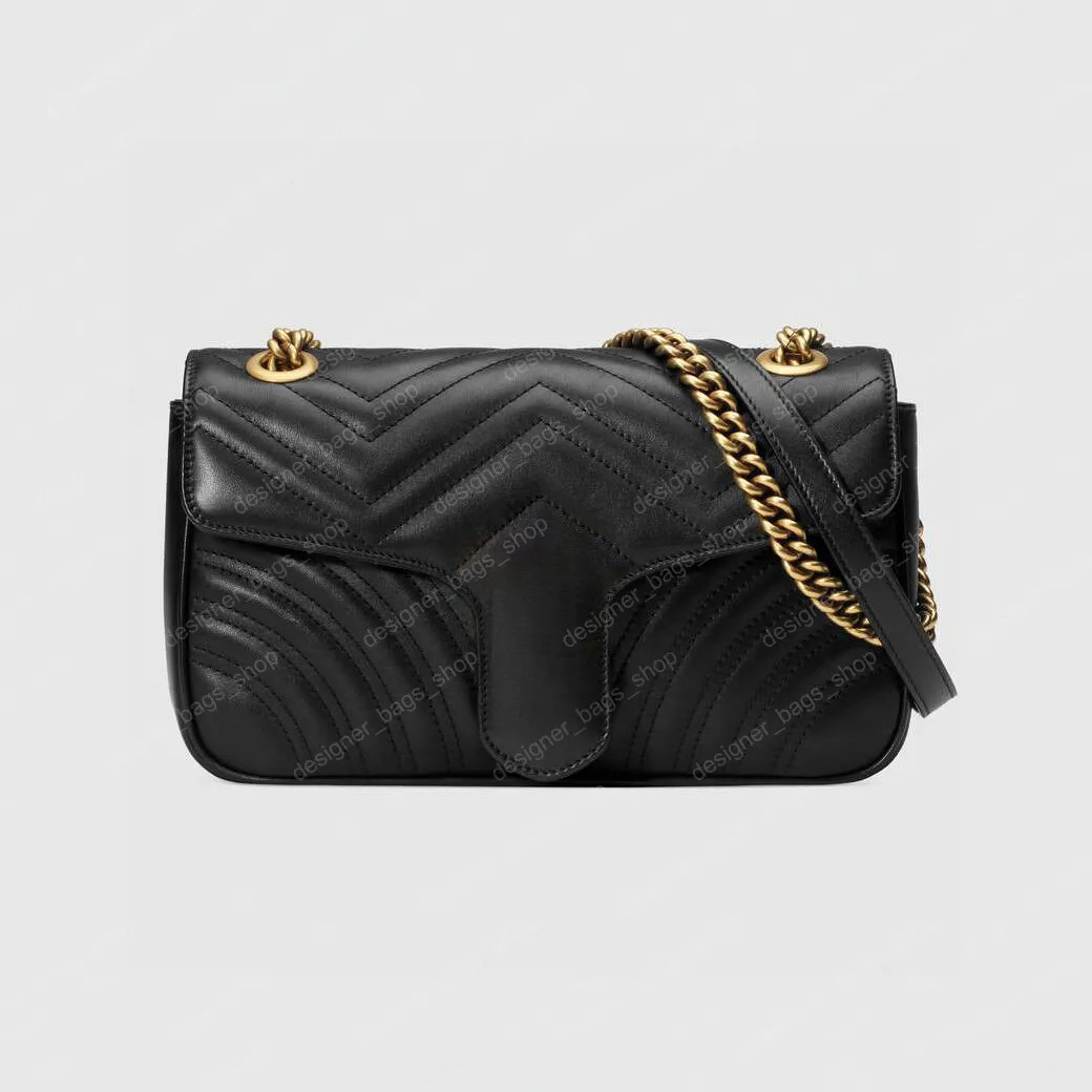 Marmont Flat Bags Chain Shoulder Bag Classic Look Versatile Crossbody Female Black Handbag Women ... | DHGate