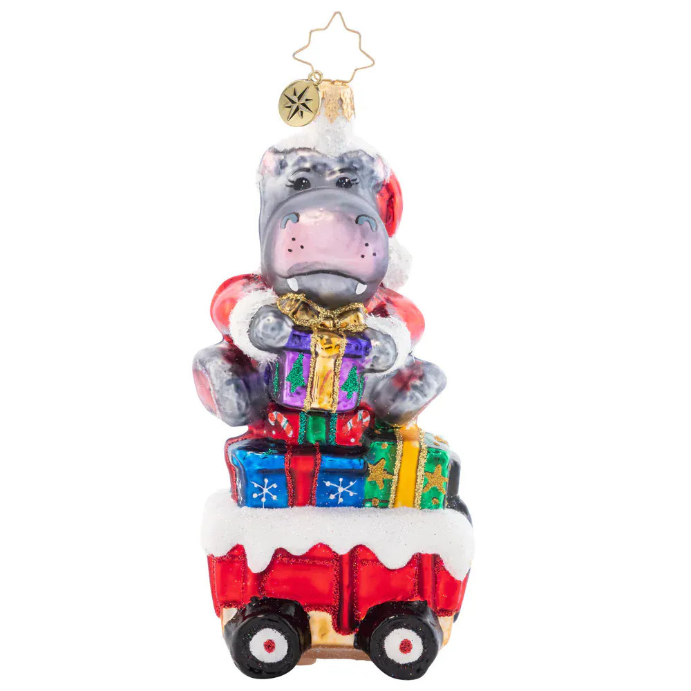 Christopher Radko Holiday Hippo On The Go Glass Christmas Ornament 1021550 | RADKO 1021550 | Lowe's