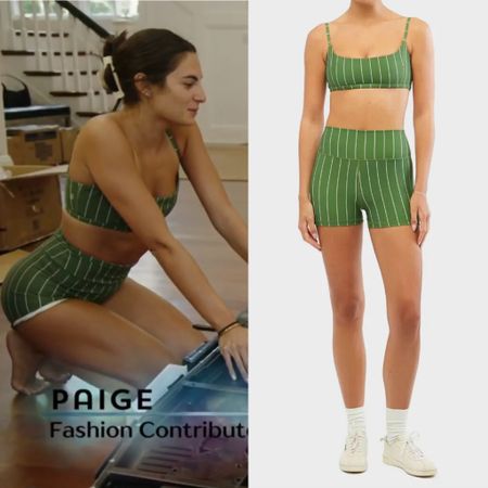 Paige DeSorbo’s Green Striped Workout Set 