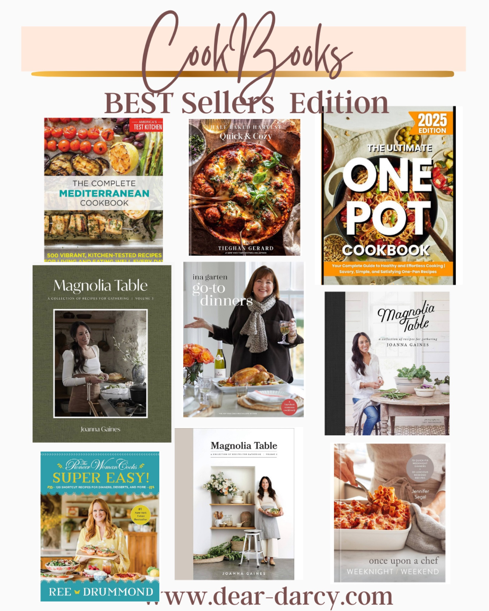 Best selling cookbooks 

Most of them on sale 

-The complete Mediterranean diet cooking
-One pot meals 
-Ina Gardner
-Magnolia Table 1-2-3
-Pioneer Girl 
-once upon a chef weeknight to weekend 
-half baked harvest  quick & cozy
-



#LTKHome #LTKFindsUnder50 #LTKSaleAlert