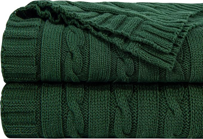 NTBAY 100% Pure Cotton Cable Knit Throw Blanket, Super Soft Warm 51x67 Knitted Throw Blanket for ... | Amazon (US)