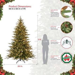 Puleo International 9 ft. Pre-Lit Balsam Fir Artificial Christmas Tree with 1000 UL-Listed Clear ... | The Home Depot