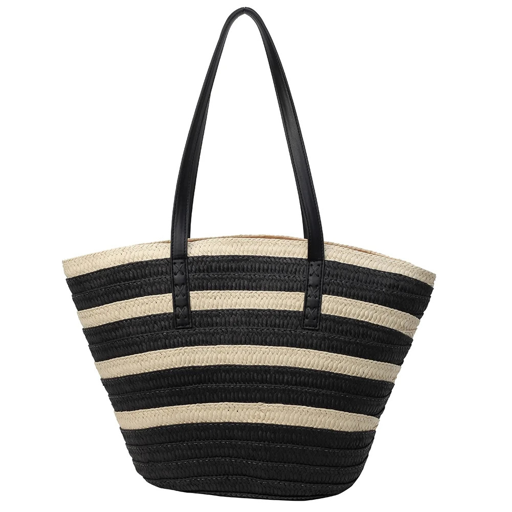 SUNHUFA Striped Straw Beach Bag Woven Summer Handbag Tote Bag for Women Outdoor Vacation | Walmart (US)