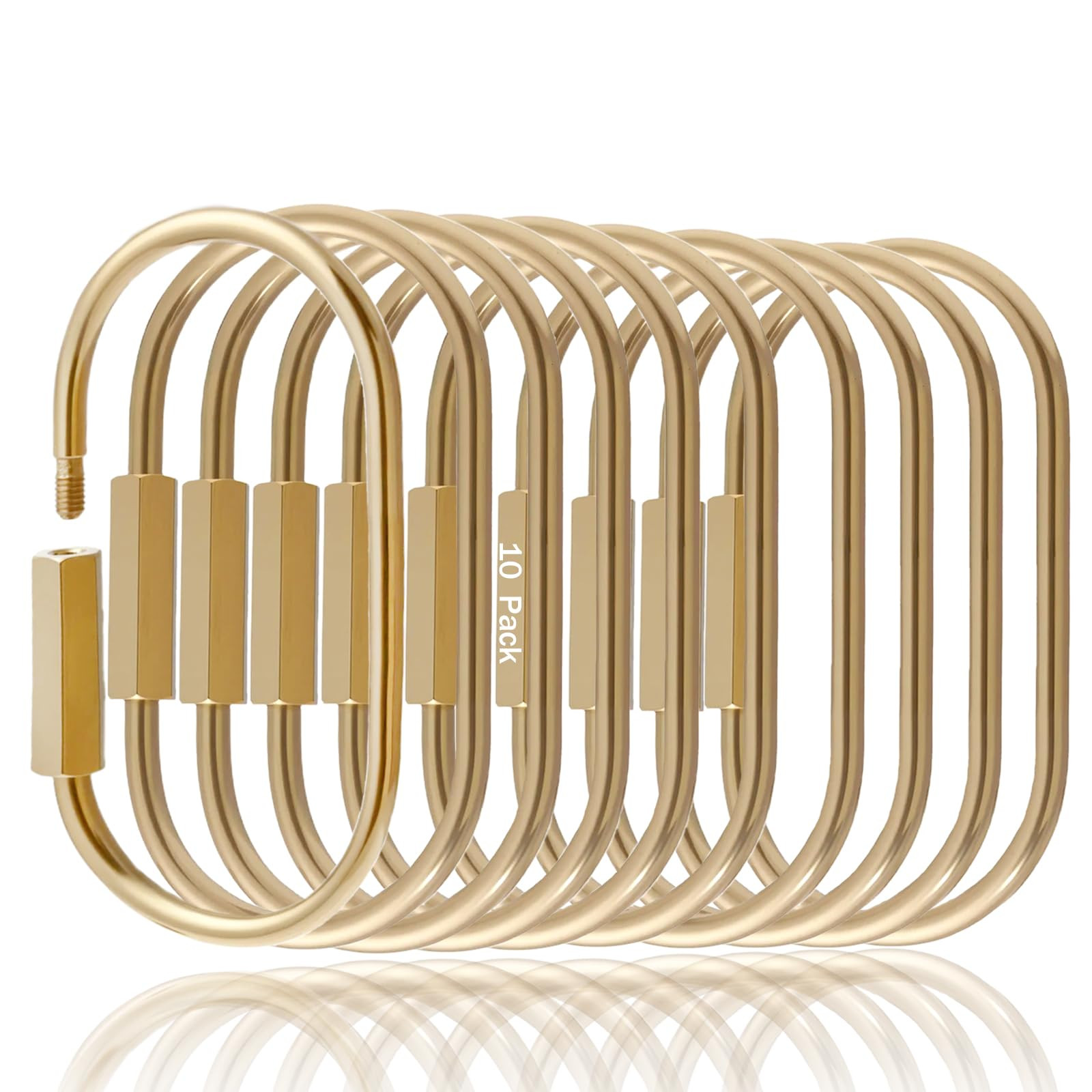 10 Pcs Gold Brass Key Rings,Small Locking Carabiner Clip Keychain,Screw Lock Oval Keyring,Purse B... | Amazon (US)