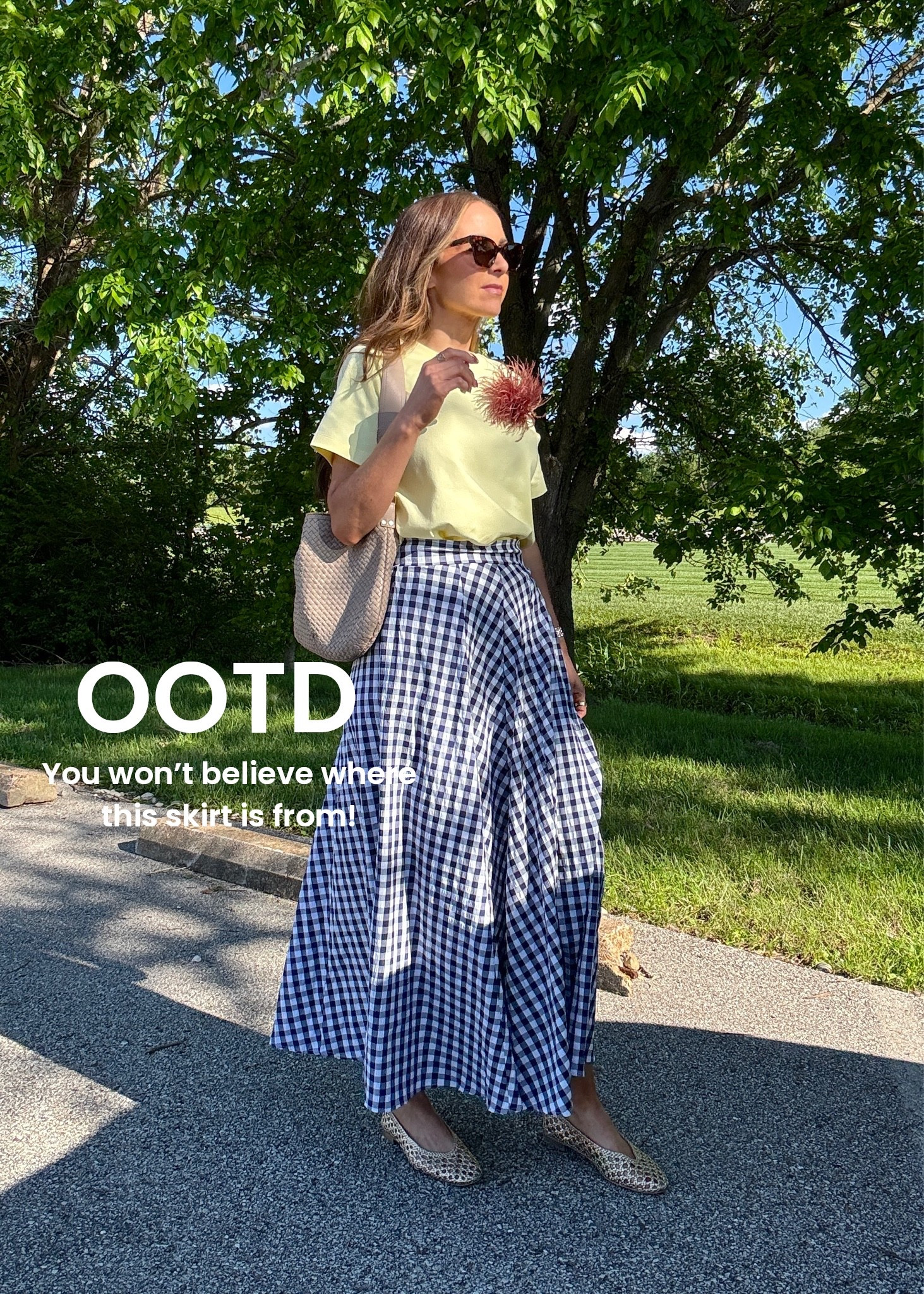 Thursday outfit of the day with this $31 gorgeous gingham skirt!