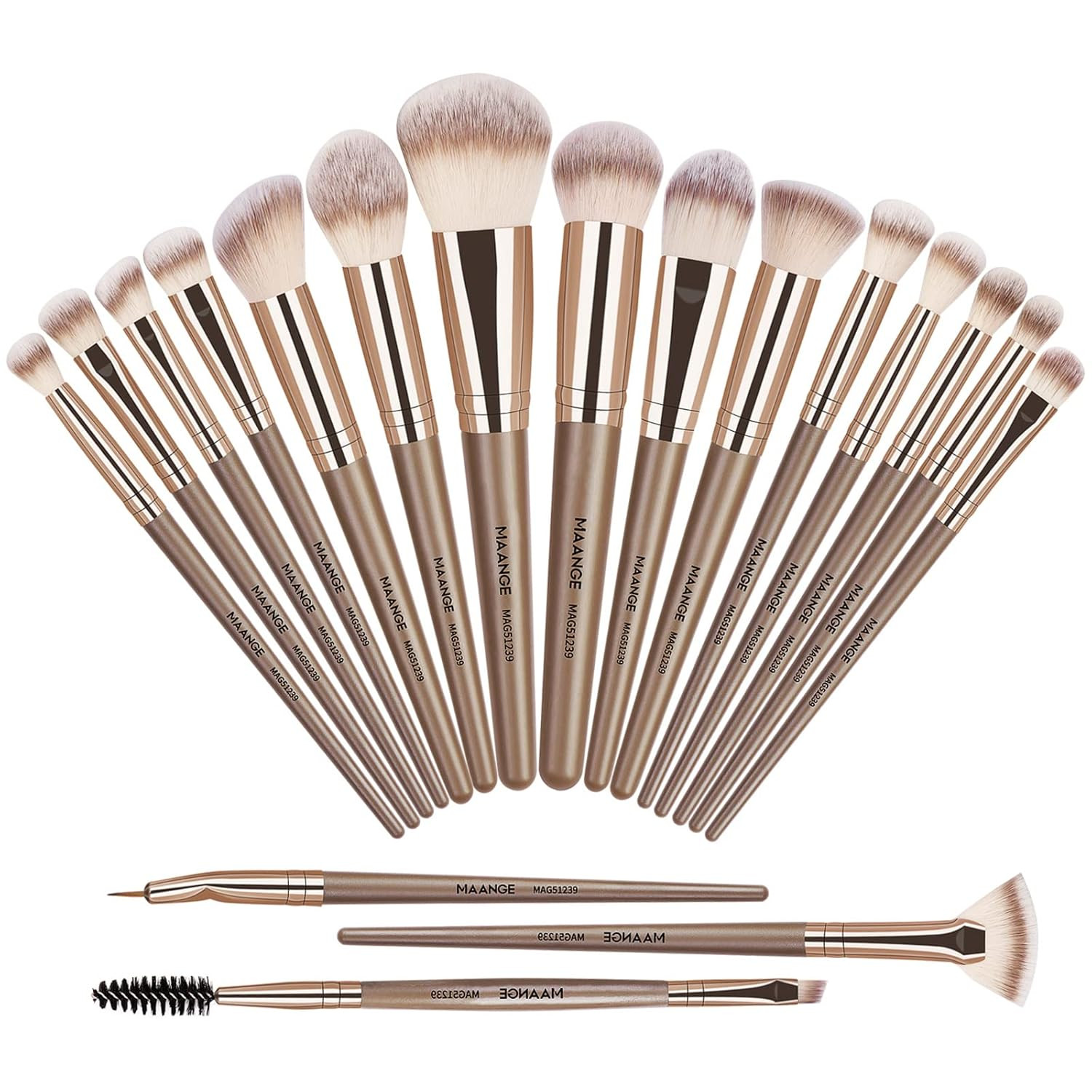 Make Up Brushes, MAANGE 18 Pcs Premium Synthetic Makeup Brushes Set Soft Foundation Powder Eyelin... | Amazon (US)