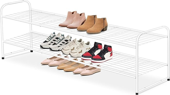 AOODA Long 2 Tier Shoe Rack for Closet Metal Wide Stackable Shoe Storage Organizer for Entryway, ... | Amazon (US)
