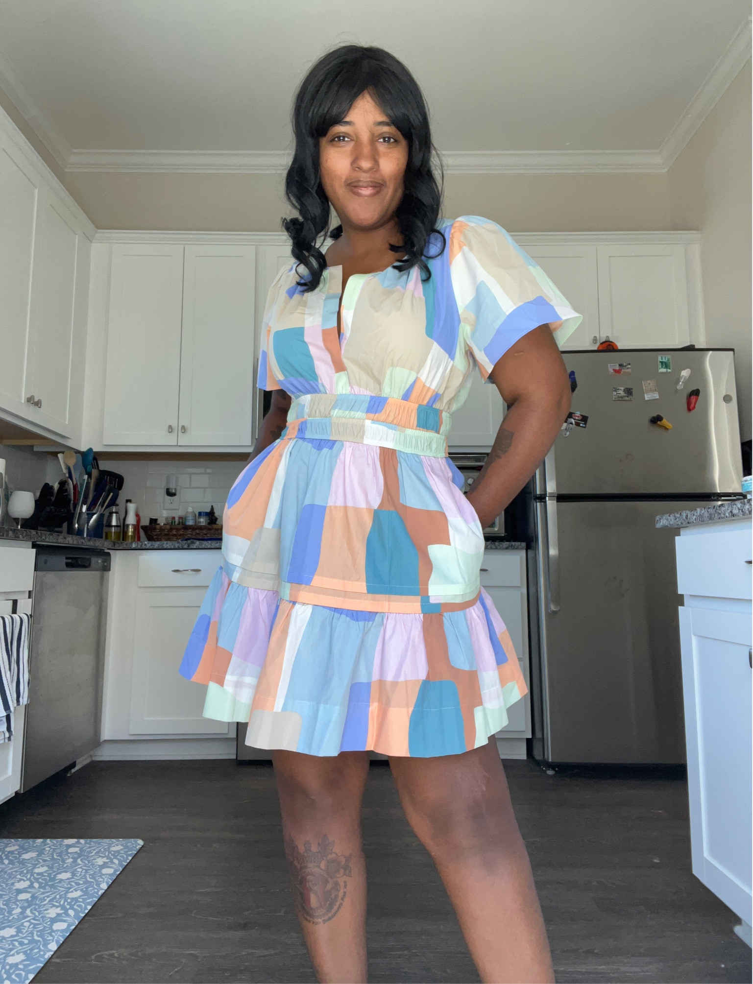 Perfect spring dress!m, loving the colors in this one! Lightweight and easy to dress up or down with a denim jacket  