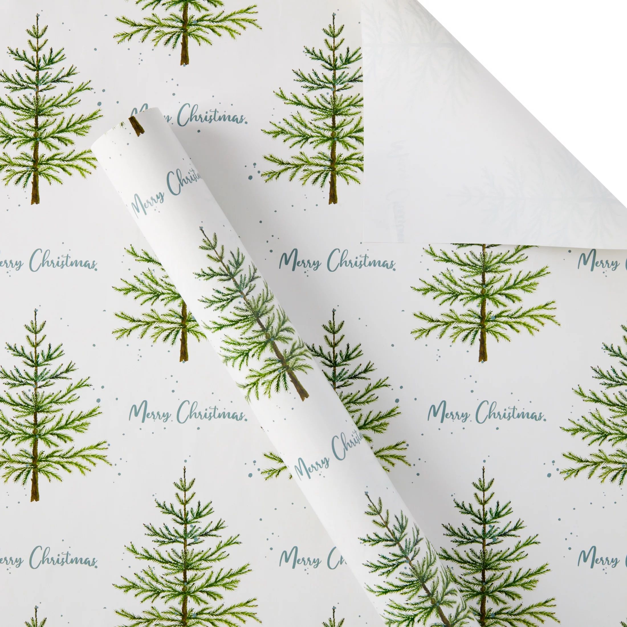 Fine Trees White Kraft Premium Christmas Gift Wrapping Paper, 30 in, 80 sq ft, by Holiday Time | Walmart (US)