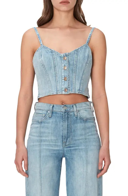 7 For All Mankind Denim Crop Top in Lhmaldon at Nordstrom, Size Large | Nordstrom