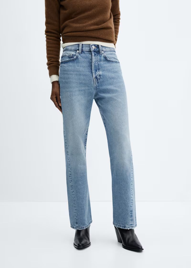 Straight jeans with forward seams -  Women | Mango USA | MANGO (US)