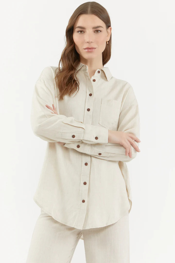 Basic Long Sleeve Button-Up Top | Urban Planet