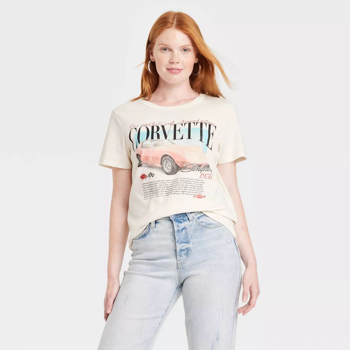 Women's General Motors Corvette Bio Short Sleeve Graphic T-Shirt - Ivory XL | Target
