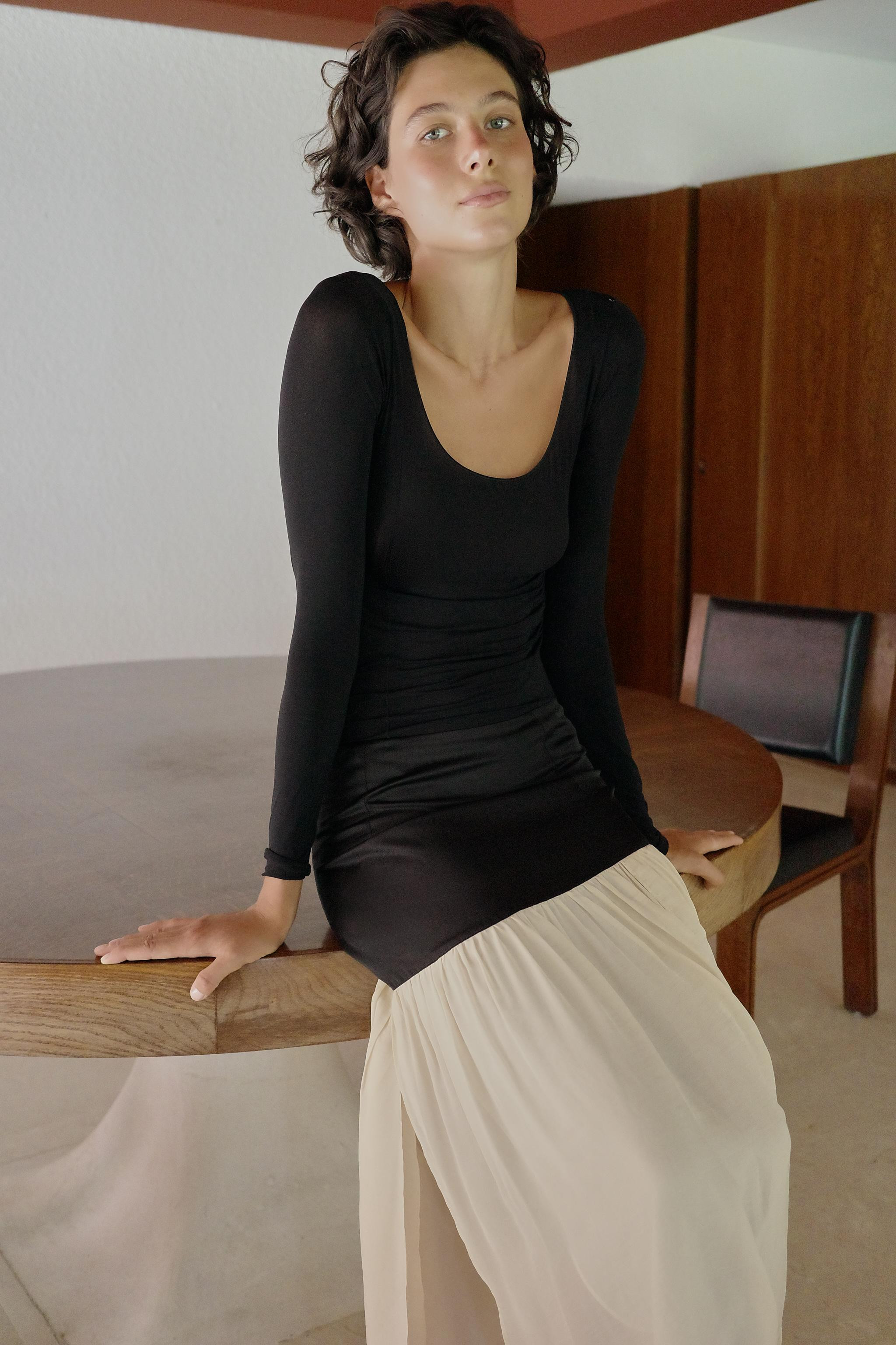 CONTRAST DRAPED MIDI SKIRT | Zara US