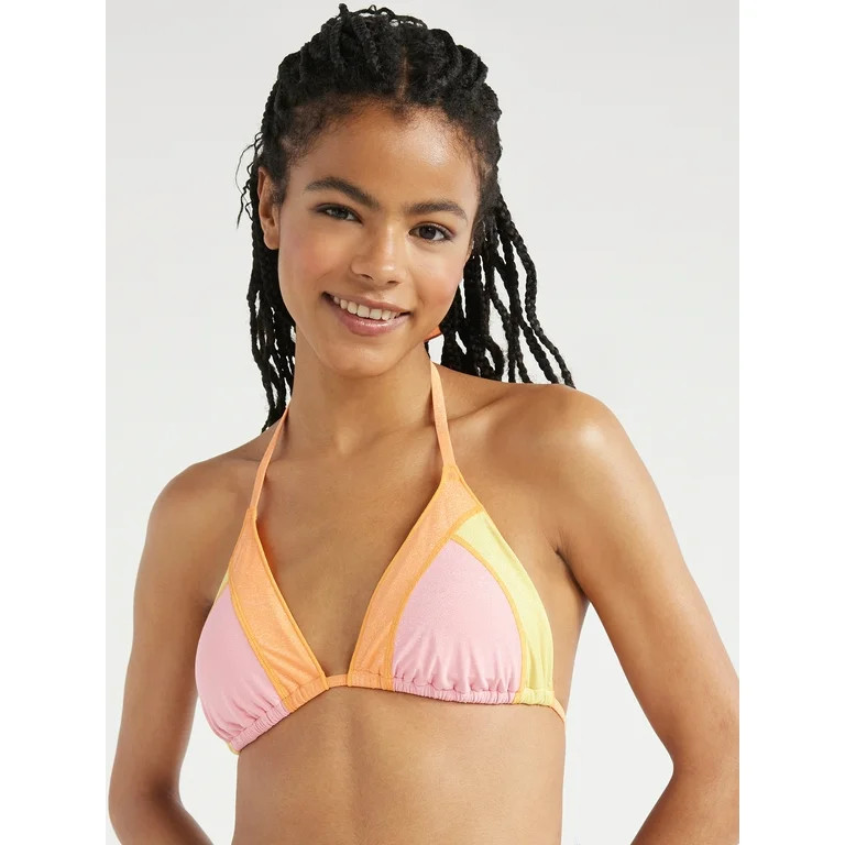 No Boundaries Juniors Shimmering Triangle Bikini Top, Sizes XS-XL - Walmart.com | Walmart (US)
