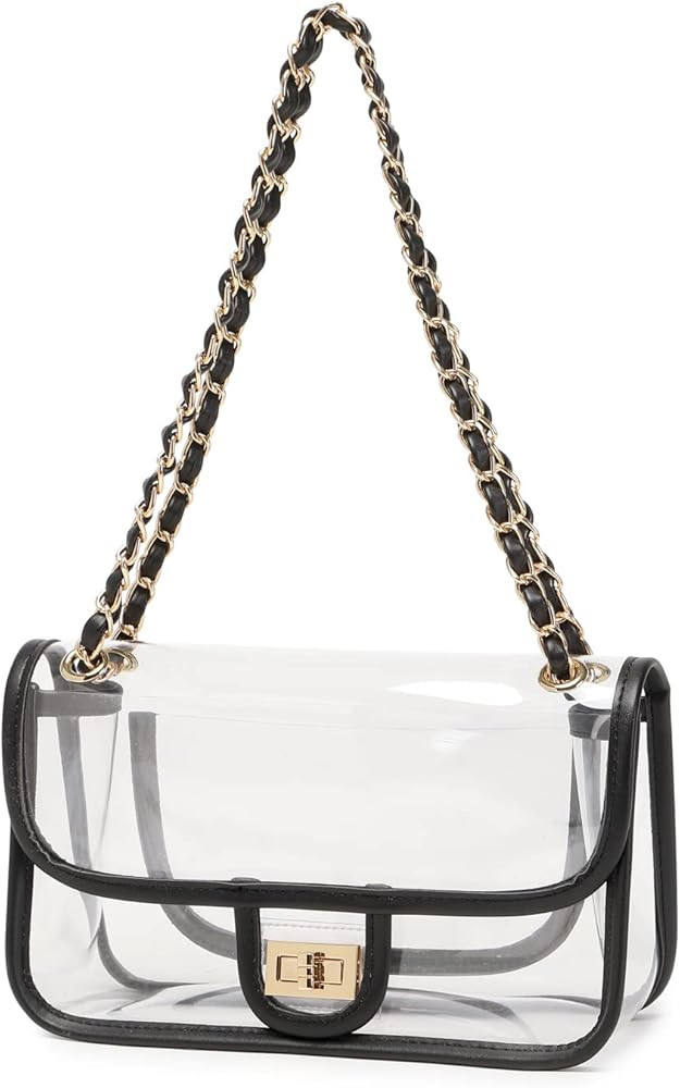 LAM GALLERY Womens PVC Clear Purse Handbag with Chain Stadium Approved Clear Bag See Through Bag ... | Amazon (US)