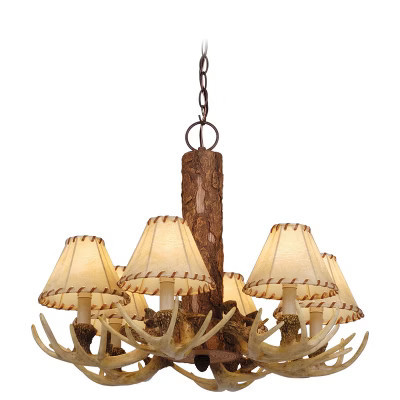 VAXCEL Lodge 6 Light Cream Rustic Antler Chandelier | Target