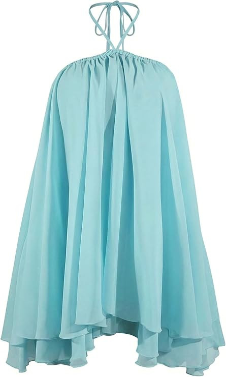 SHENHE Women's Chiffon Halter Mini Dress Flowy Layered Ruffle Hem Summer Vacation Beach Dress | Amazon (US)