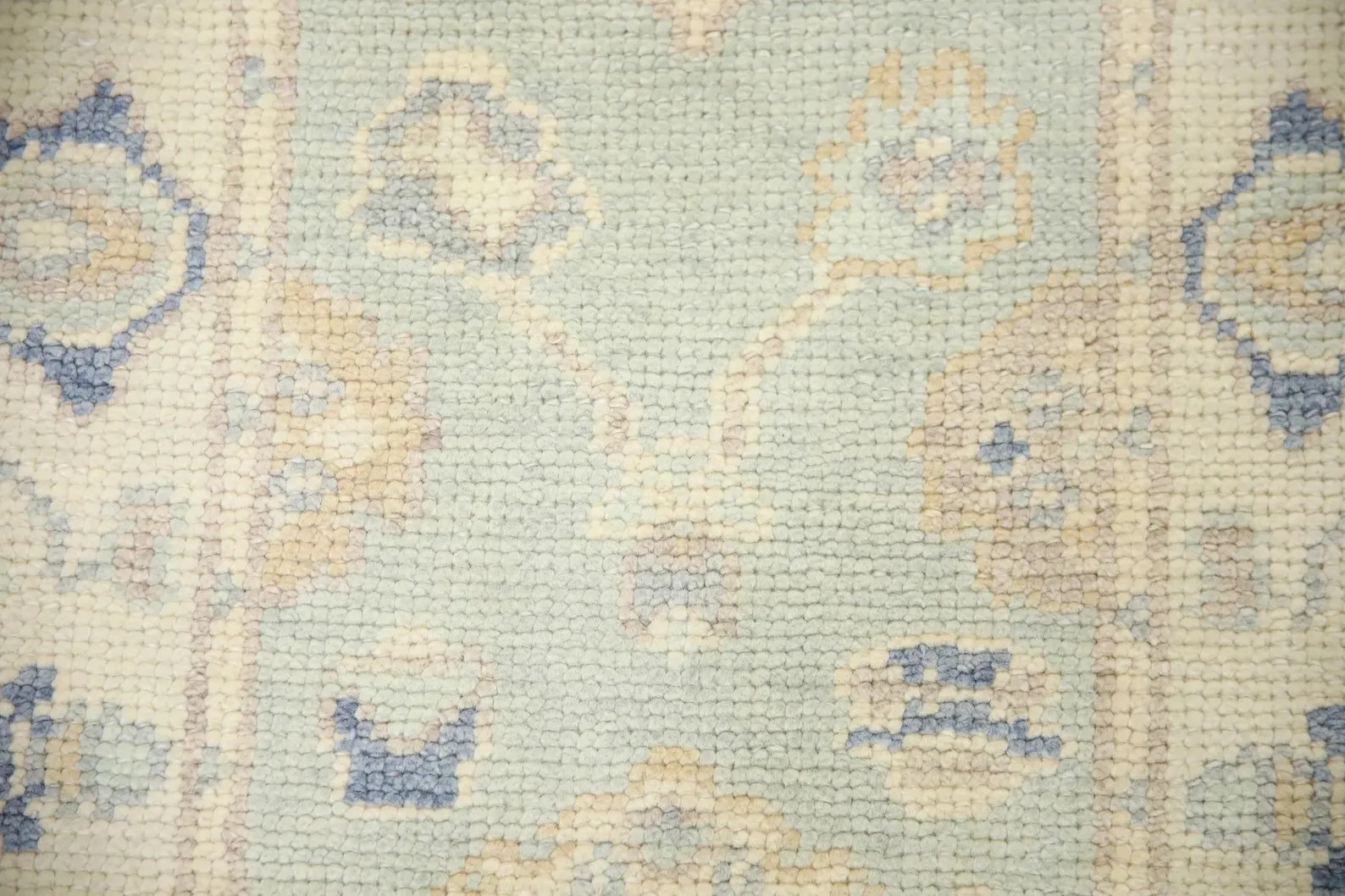 Turkish Oushak Rug – 2x3 Handwoven Wool Rug in Blue & Beige Design - Etsy | Etsy (US)