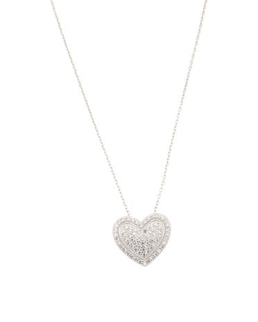 Sterling Silver Cz Heart Necklace | Marshalls