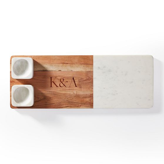 Wood & Marble Charcuterie Board, White | Mark and Graham