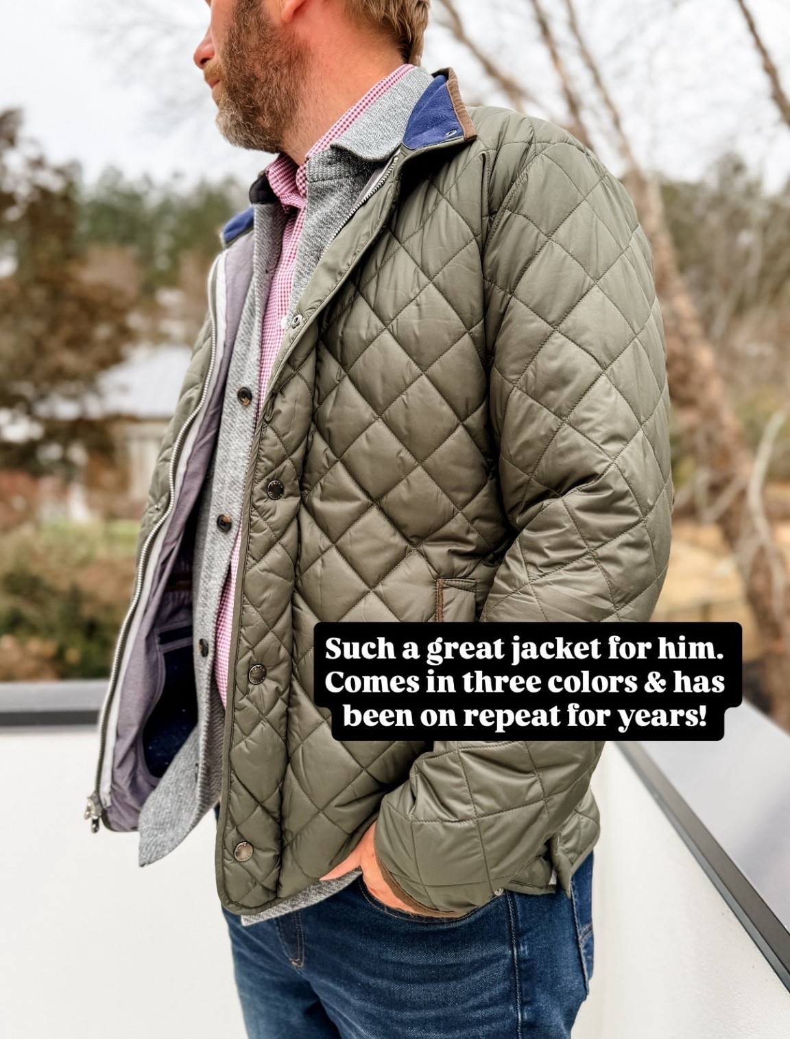 This men’s quilted jacket is something he will have for years! I love the green, but it comes in two other colors as well! 

Loverly Grey, gift ideas for him, men’s gift ideas, husband gift ideas, men’s jacket, boyfriend gift ideas

#LTKGiftGuide #LTKMens