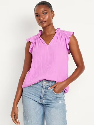 Sleeveless Crinkle Gauze Top | Old Navy (US)