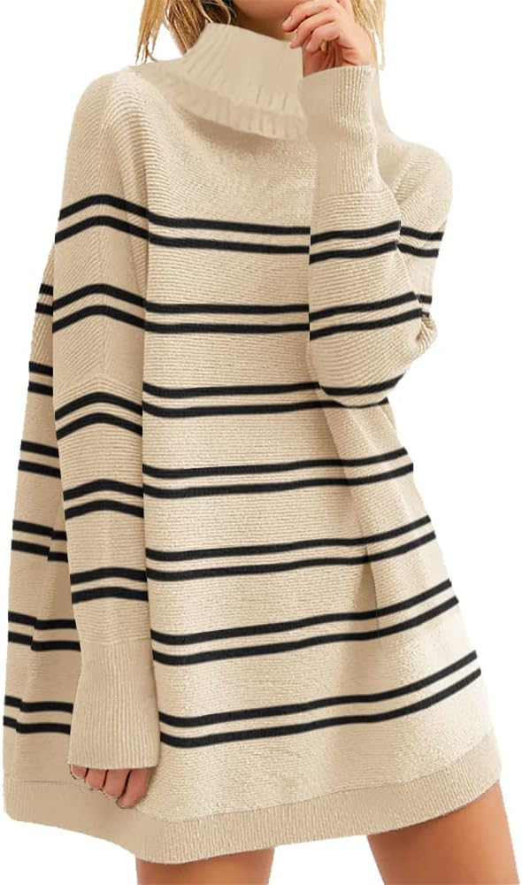 ETCYY NEW Womens Turtleneck Oversized Sweaters Fall Long Sleeve Casual Pullover Sweater Knit Tops | Amazon (US)