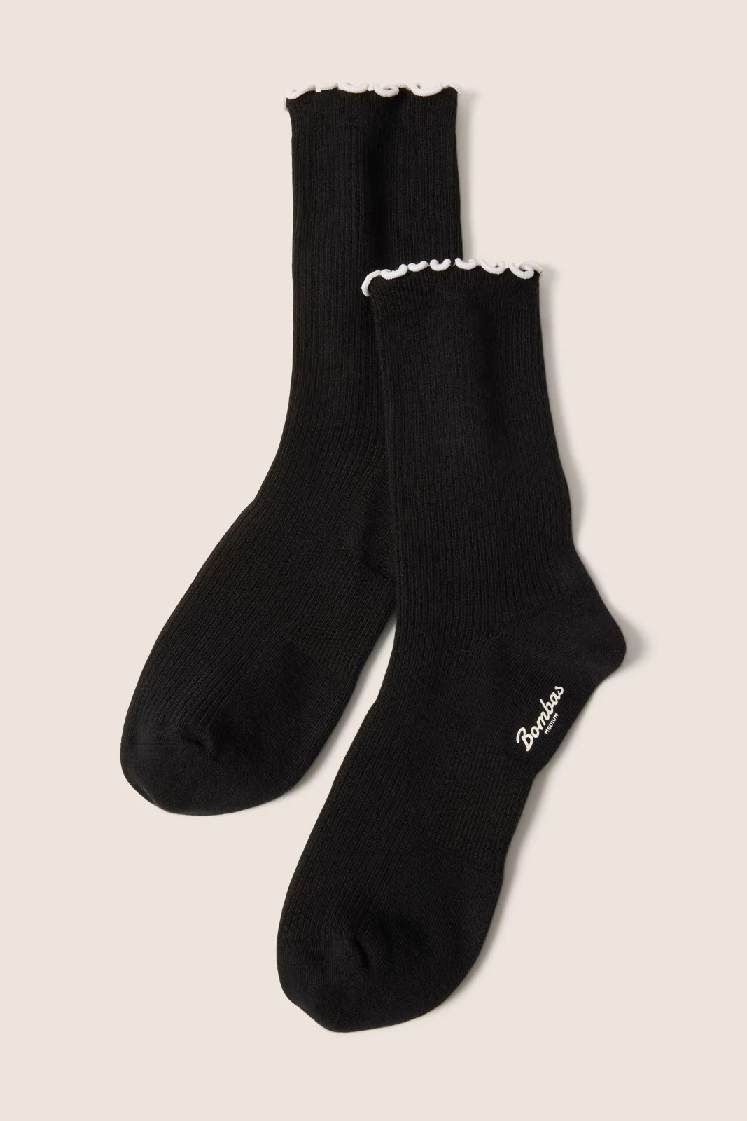 BOMBAS Women's Ruffle Edge Half Calf Sock, Size Medium, Black | Evereve