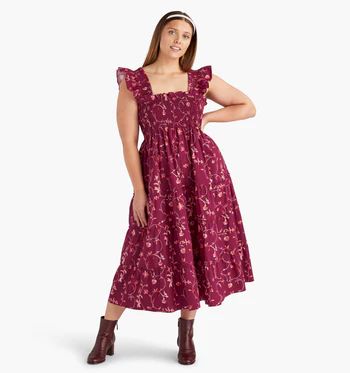 The Ellie Nap Dress - Burgundy Botanical Poplin | Hill House Home