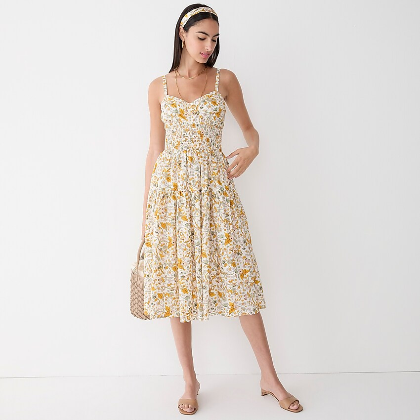 Smocked-waist dress in sunny blooms | J. Crew US