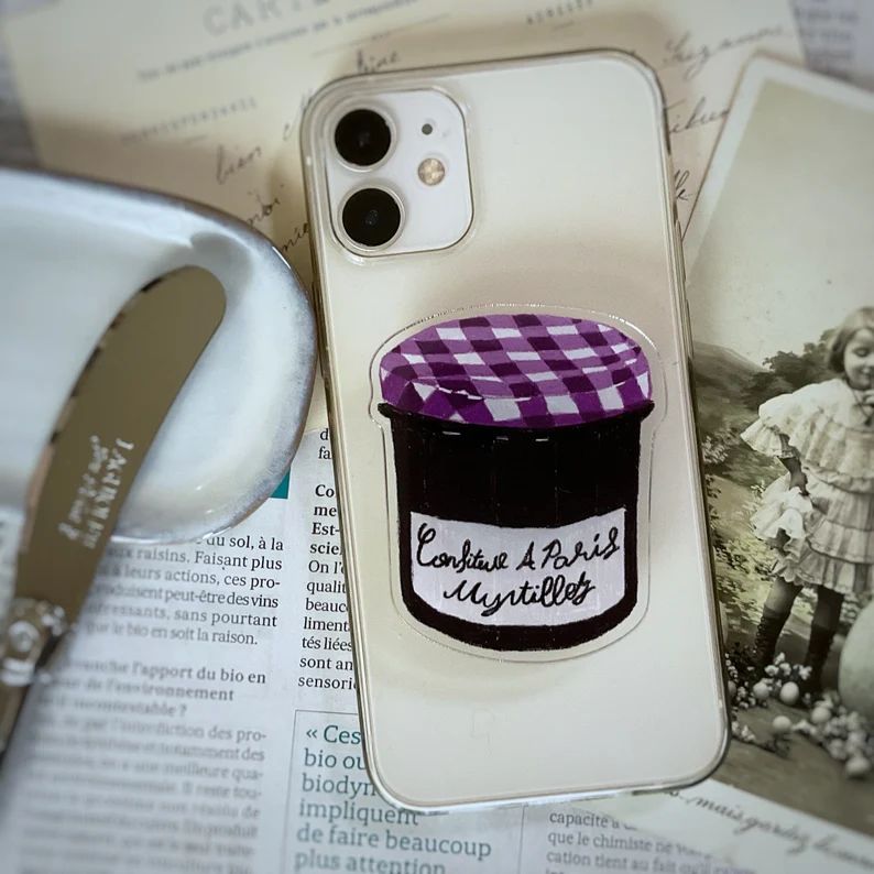 Paris Illustration Phone Grip Holder Strawberry Jam - Etsy UK | Etsy (UK)