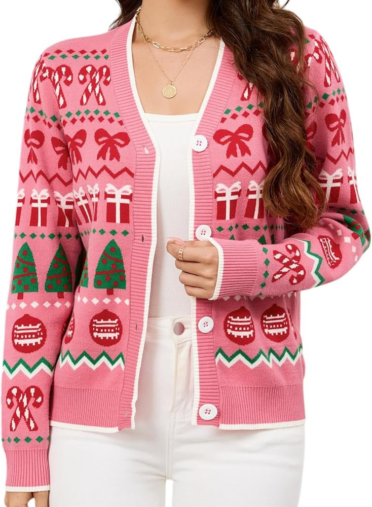 LUBOT 2025 Open Front Chunky Cardigans Ugly Christmas Sweaters for Women Cute Fuzzy Funny Wintert... | Amazon (US)