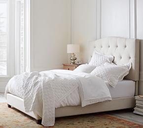 Elliot Curved Tufted Upholstered Bed | Pottery Barn (US)