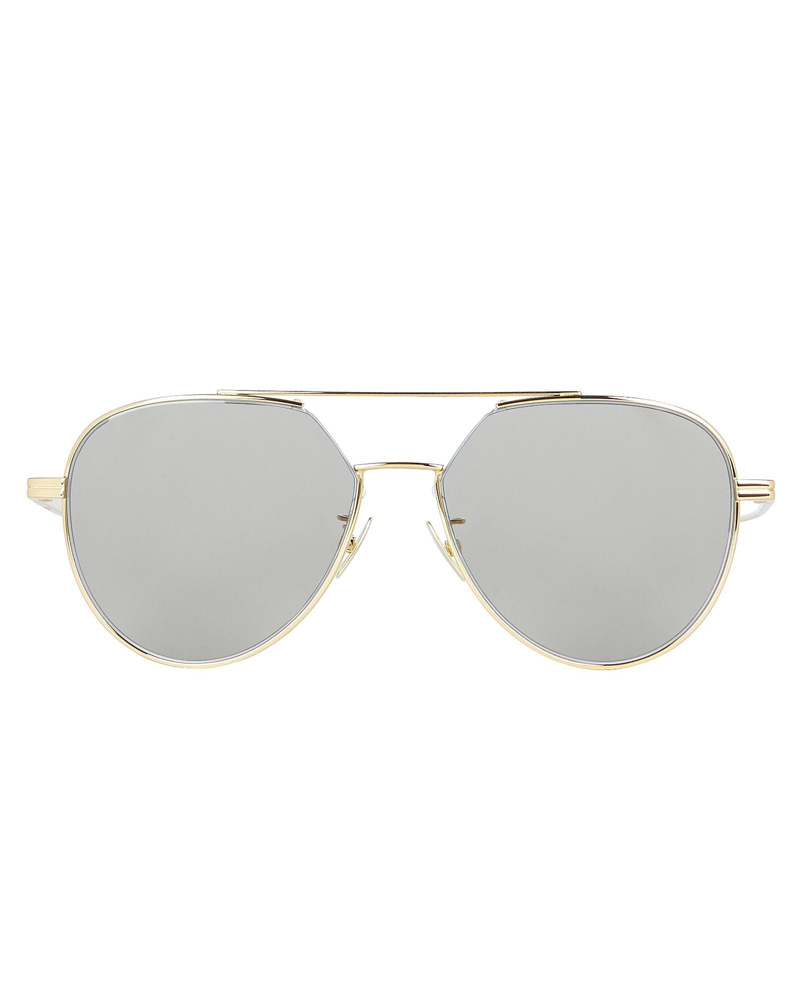 Bottega Veneta Silver Flash Aviator Sunglasses, Gold 1SIZE | INTERMIX