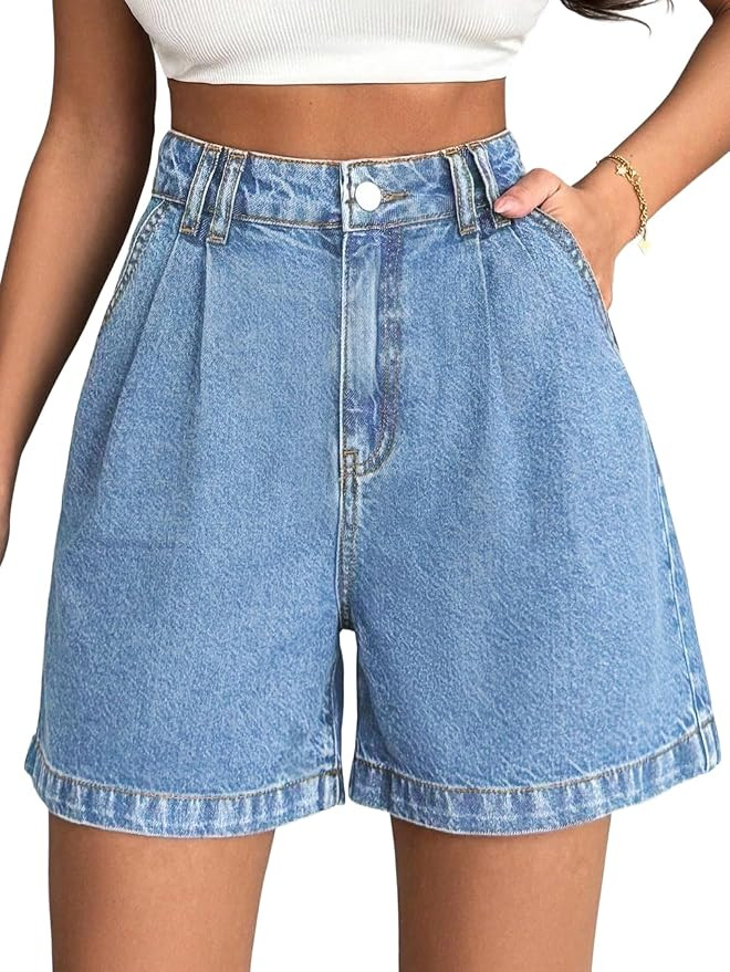 EMMIOL Jean Shorts for Women High Waisted Wide Leg Denim Shorts Stretchy 2026 Summer Casual Botto... | Amazon (US)