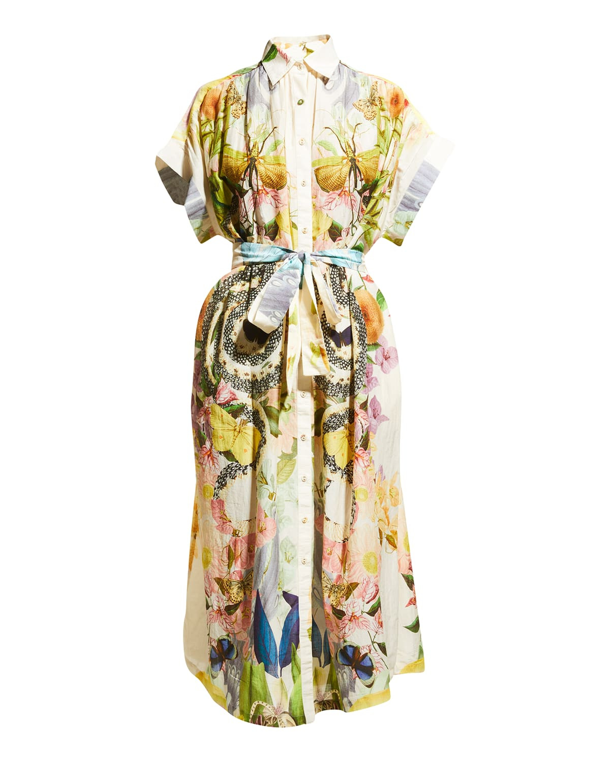 Valerie Tiered Floral Shoulder-Tie Dress | Neiman Marcus