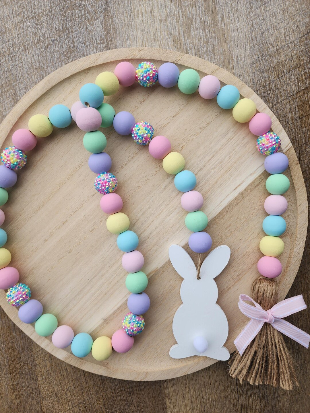 Easter Bunny Bead Garland - Spring Tiered Tray Decor - Etsy | Etsy (US)