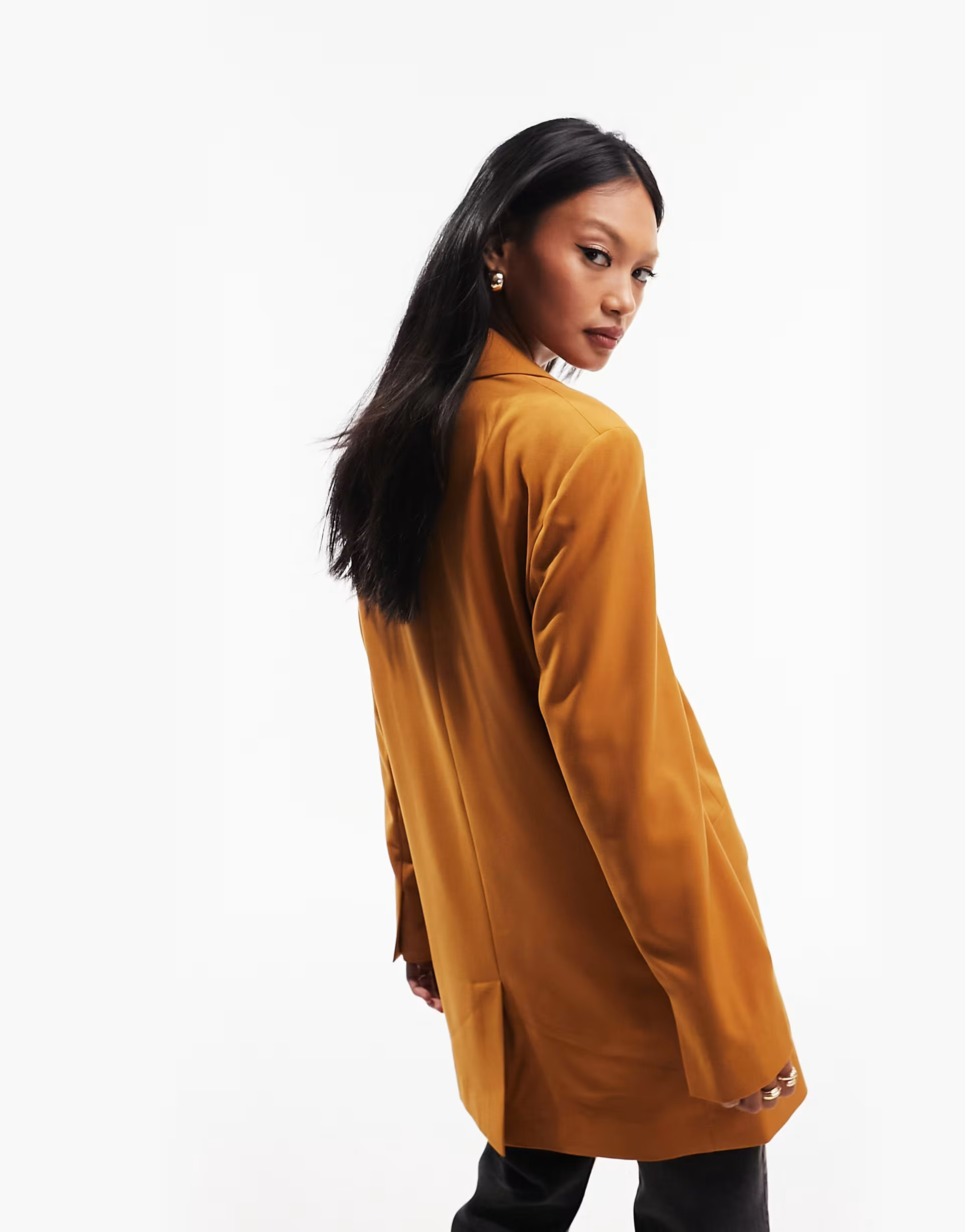 ASOS DESIGN new perfect long line shape blazer in honey brown | ASOS (Global)