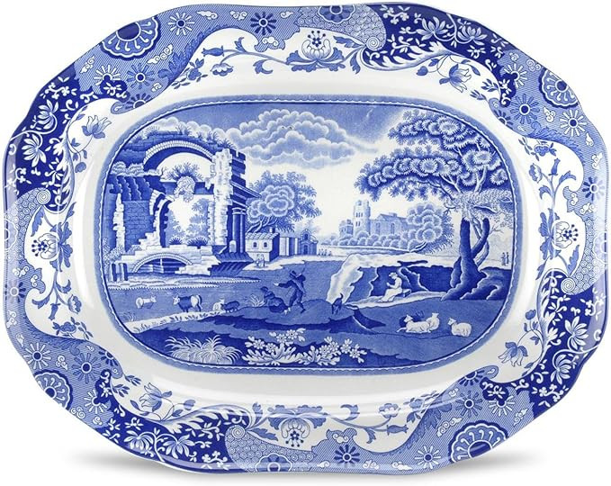 Spode Blue Italian Medium Oval Platter | 14 Inch Serving Platter for Dessert, Appetizers, and Sna... | Amazon (US)